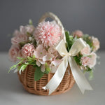 panier rotin tressé traditionnel beige clair poignée ruban blanc stockage rangement utilisation multipleDecorationFleurs