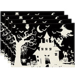 tapis table vintage noir papillons fleurs lune romantique assiettes fourchettes couteaux