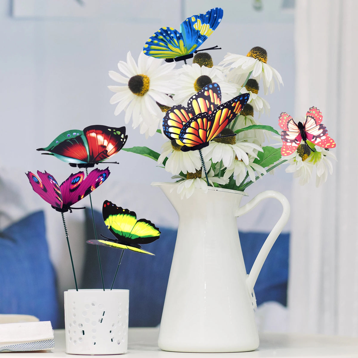 décoration extérieure papillons multicolores imprimés détaillés réalistes tringles pots fleursextérieur fantaisistes PVC