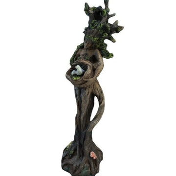 décoration jardin sculpture bois feuilles oiseau blanc œufs fleurs naturelle fantastique résineOpaque