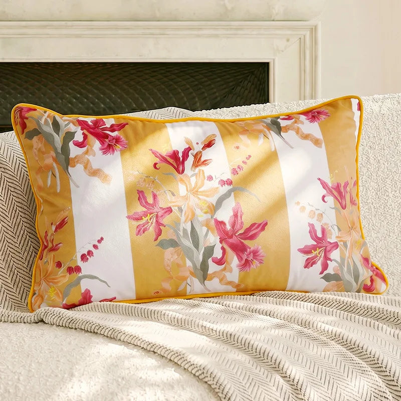 housse coussin fleurs jaunes polyester nordic moderne décoration canapé maison voiture 45x45cm 30x50cm