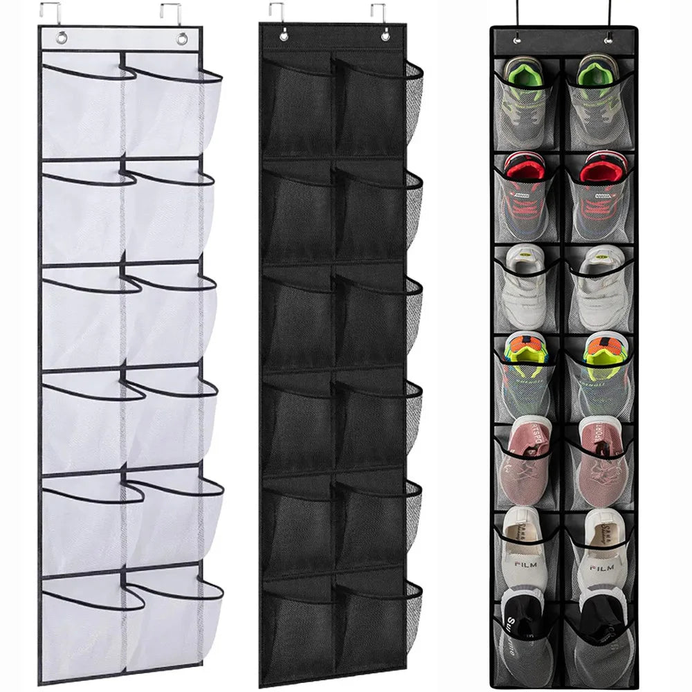 organisateur suspendu chaussures poches transparentes utilitaire rangement porte polyester pliable blanc noir gris