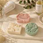moules savon silicone floral blanc vert rose décoration artisanale diy trois pièces