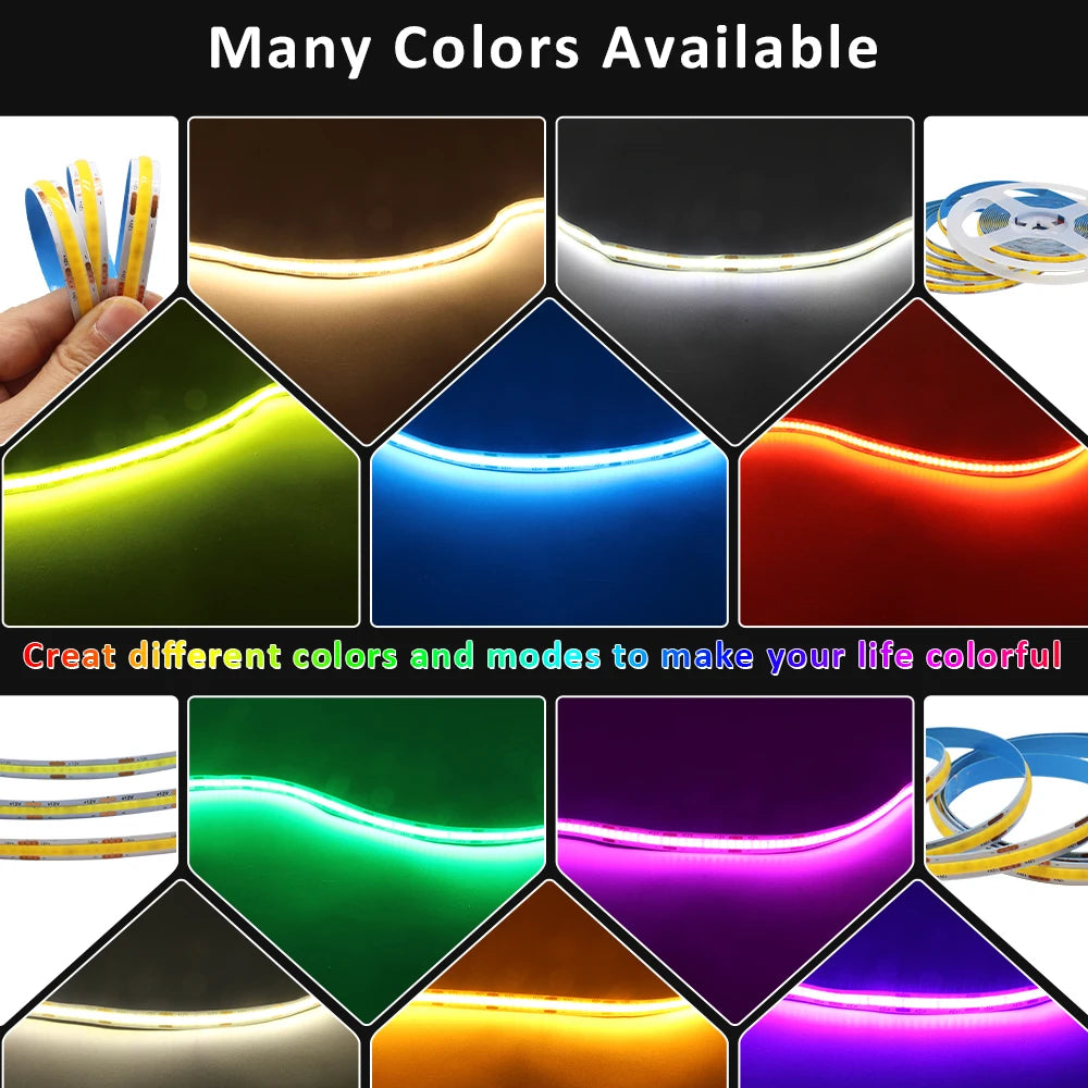 ruban led cob blanc chaud froid naturel rouge vert bleu moderne adhésif 12v 50000h