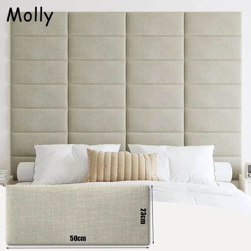 panneaux décoratifs modernes tissu lin adhésifs résistants l'eau beige clair 35cm 50cm 2pcs 4pcs
