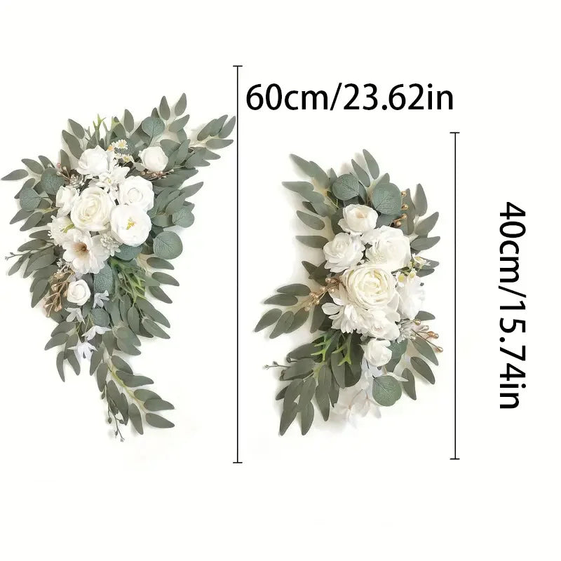 décoration mariage boho panneau bienvenue fleurs artificielles eucalyptus bois texturéextérieur