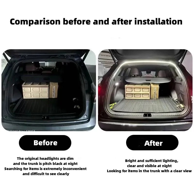 ruban lumineux flexible adhésif blanc moderne coffre arrière voiture led ambiance éclairage intérieur auto
