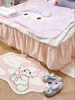 tapis rose clair blanc chaton nuages good night baby moderne chambre enfant résistant