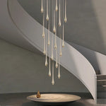 Suspension moderne dorée gouttes pluie opaques lumière chaude lumière blanche 90 260V