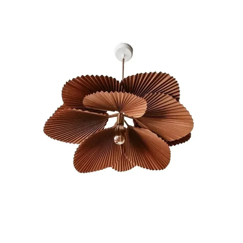 suspension lumineuse feuilles plissées marron moderne ampoules led pince suspension encastrée lumière chaude lumière