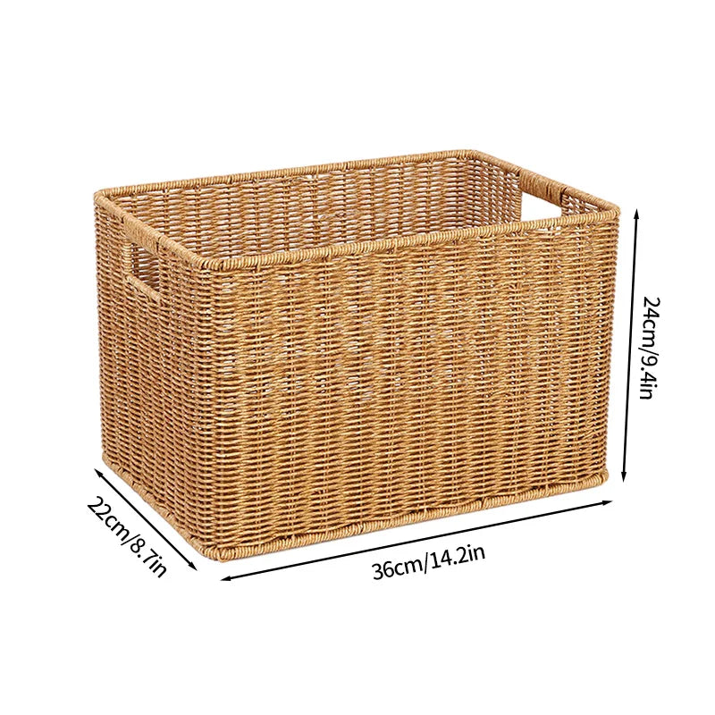 panier osier marron clair tissage régulier rustique rangement articles divers respectueux environnement