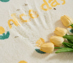 tapis moderne fleurs tulipes blanc rose vert bleu orange décoratif polyester antidérapant lavable