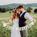 guirlande juste married blanc argenté lettres relief coeurs occasion mariage anniversaire festive suspension okolets