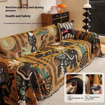 couverture canapé marron motif animalier polyester lavable extérieur intérieur moderne ethnique