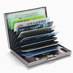 porte cartes acier inoxydable or argent 10 slots anti vol moderne clips