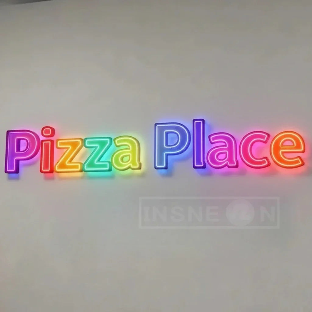 lettres lumineuses personnalisables 3D couleur rouge orange jaune vert bleu violet lettres relief opaques