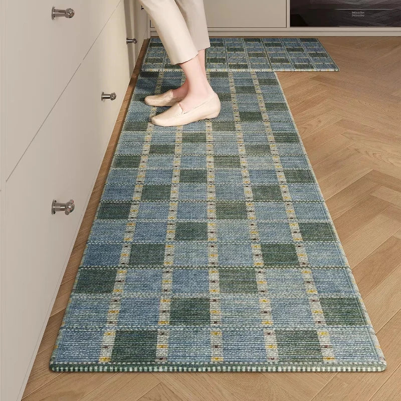 tapis carreaux géométriques moderne beige marron clair imperméable antidérapant