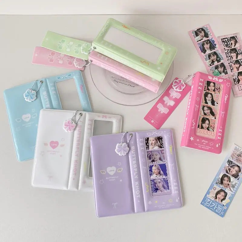 porte cartes kawaii floral rose vert bleu violet blanc cartes autocollants(chainette)