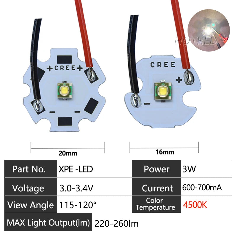 LED 3W XPE 3535 Blanc Froid Chaud Bleu Câbles Modernes Technologiques
