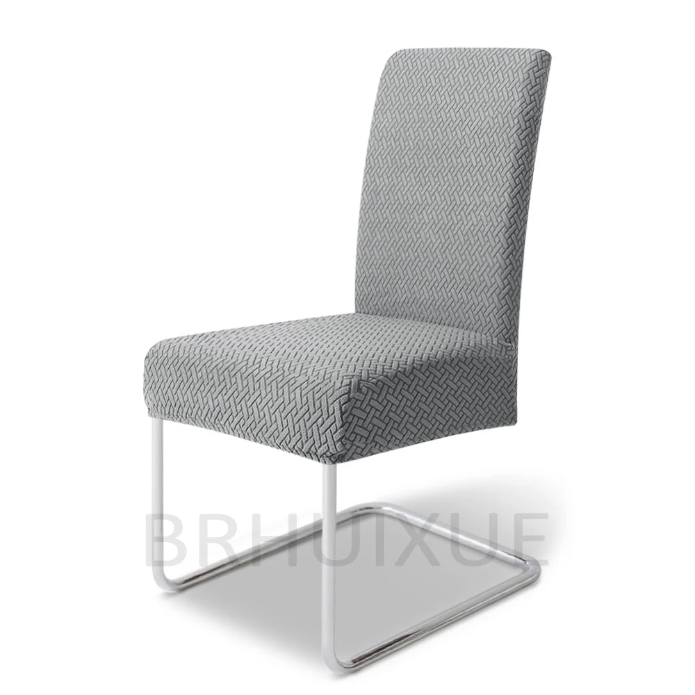housse chaise tissu jacquard motifs géométriques gris clair moderne protection meuble détachable