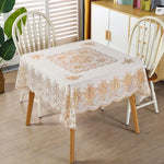 nappe table blanche dorée floral élégante réutilisable coton polyester 134cm 134cm farmhouse modernescriçãoption