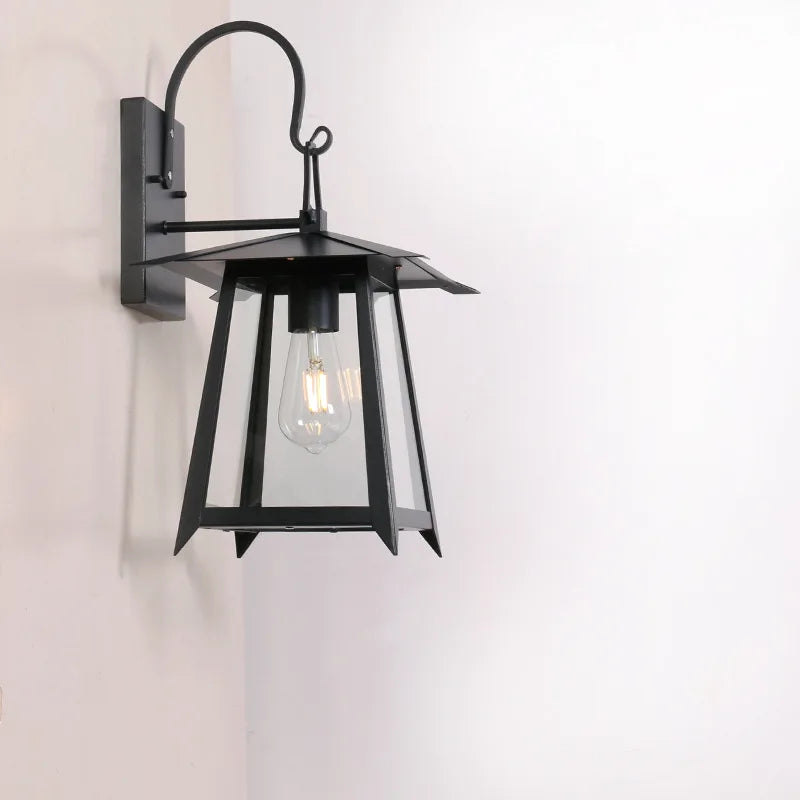 lampe murale classique transparente noir industrielle verre trempé éclairage extérieur européen rétro fixée tringle