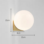 lampe murale moderne minimaliste sphérique verre blanc doré opacité fixée mur