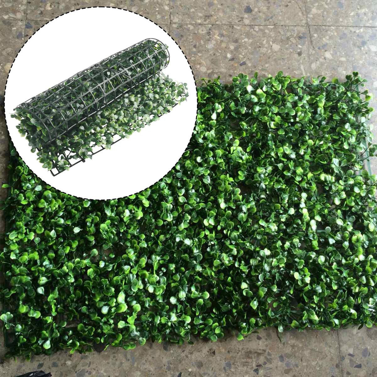 panneau fausse verdure mur végétal artificiel feuilles vertes texture naturelle grille métallique extérieur décoration