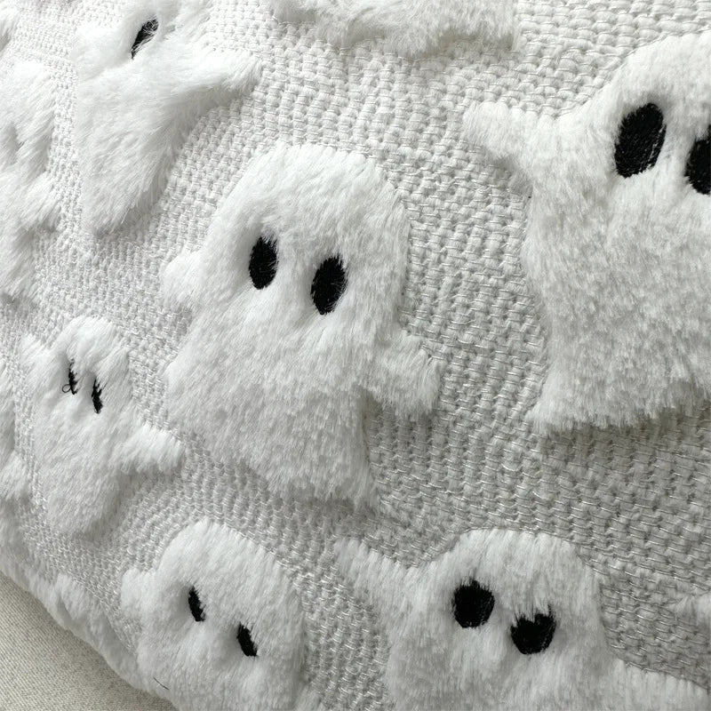 coussin halloween fantômes blancs oranges amovible lavable moderne zip caché
