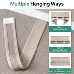 rideau porte français lin texturé solide beige clair taupe opacité variable latéraleintérieur branches pins