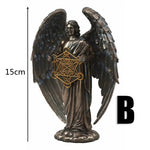 statue ange patinée résine ailes épée serpent géométrique décoration extérieure bronzé religieuse