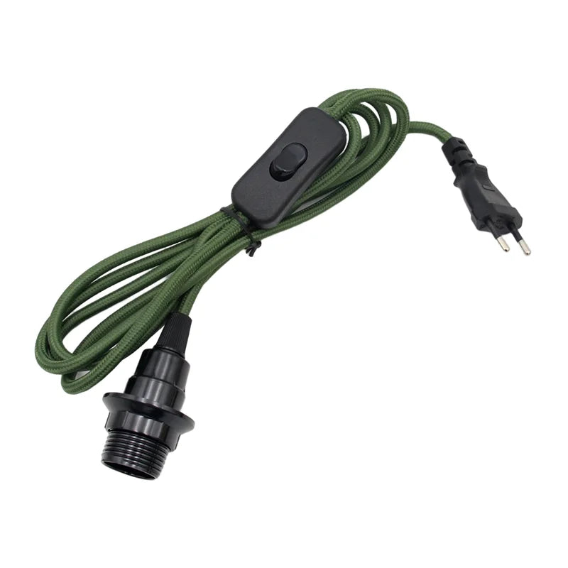 câble d'éclairage tissé moderne doré vert bleu marron rouge interrupteur prise électrique