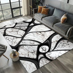 tapis moderne marbre noir blanc gris or floral salon chambre décoration extérieur commercialisation