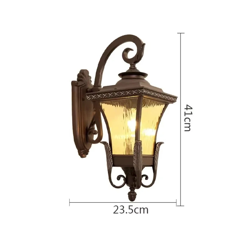 lampe murale extérieure classique marron verre opalin ip54 aluminium e27 fixations éclairage maison 10m²