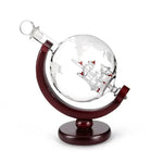 globe terrestre carafe whisky verres carte monde support bois bateau miniature transparent vintage
