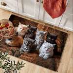 tapis d'entrée moderne chat noir antidérapant résistant décoloration 30x50cm 40x60cm