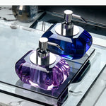 distributeur savon liquide transparent violet vert jaune bleu effet irisé moderne minimaliste pompe