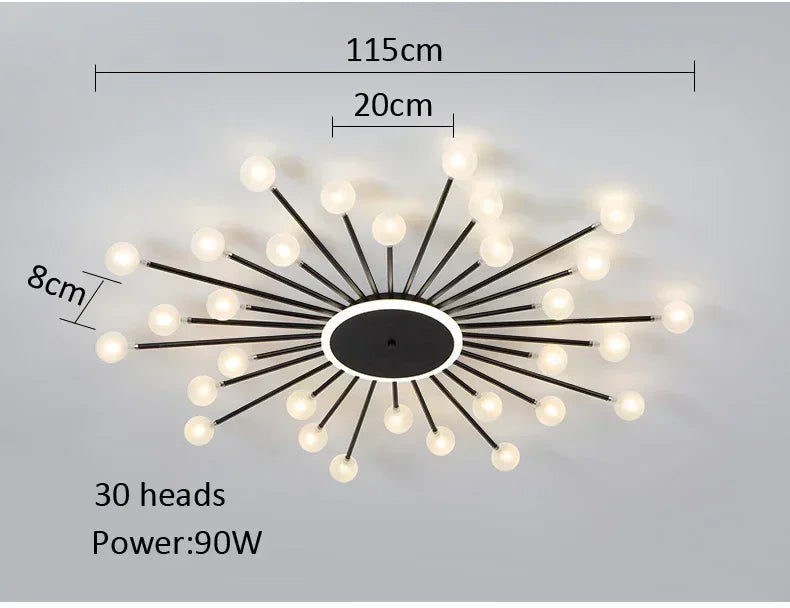 lampe suspension moderne or blanc sphères translucides scandinave structure métallique led éclairage intérieur