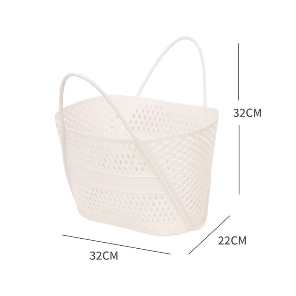 panier rangement maille géométrique blanc rose jaune gris moderne poignées détachables utilisation multiple portable