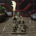 statue bouddha guan gong bronze armure historique décoration maison épée dorée résine feng shui