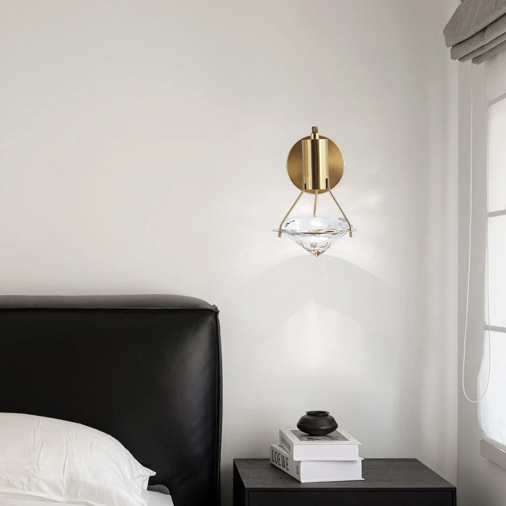 suspension lumineuse moderne cristal or transparent chambre salon led minimaliste