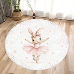tapis rond illustration animaux costumes danse floral blanc rose gris vert foncé moderne chambre