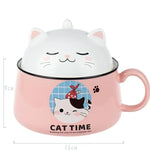 tasse soupe couvercle céramique porcelaine dessin animé chats bleu rose mignon unique environnement