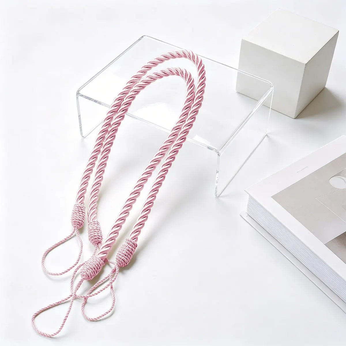 corde torsadée blanc anneaux rideaux ajustables tissés main classique minimaliste wabi sabi