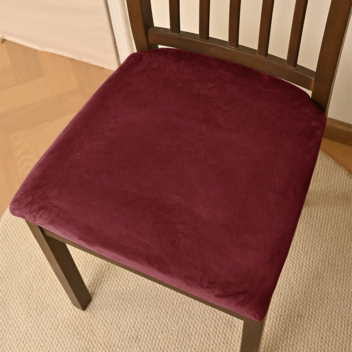 coussin chaise velours orange protection amovible lavable classique fixe