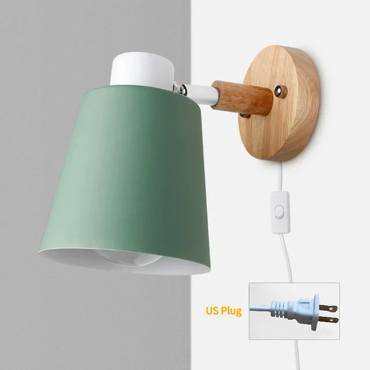 lampe murale moderne gris noir vert jaune blanc conique mate câble électrique prise interrupteur