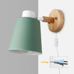 lampe murale moderne gris noir vert jaune blanc conique mate câble électrique prise interrupteur