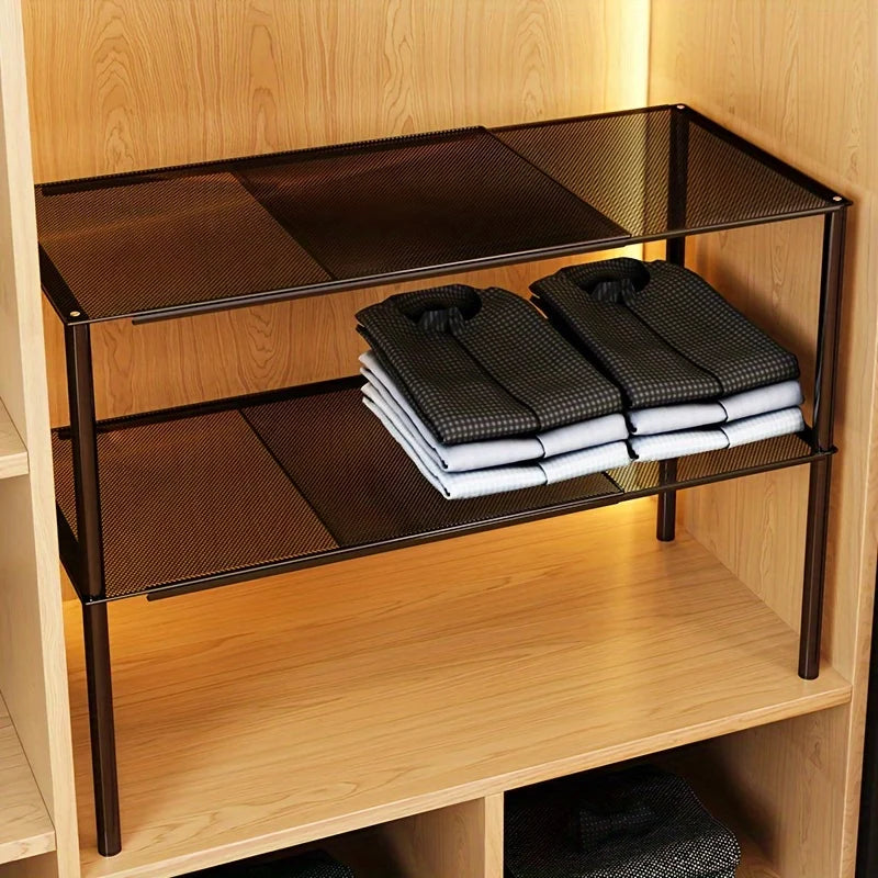 étagère rangement métal maille fine noir moderne pieds solides réglable empilable armoire chambre
