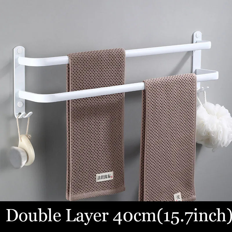 porte serviettes mural blanc moderne aluminium laqué clips trois étages salle bain