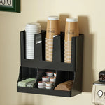 rangements mural noir gobelets carton sucre pots lait pailles salon durable écologique